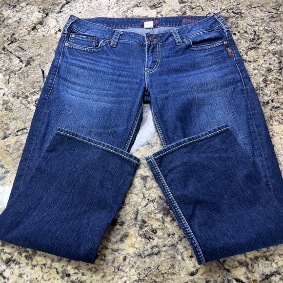 Size 32 ( 34) Silver Jeans Santorini Womens Bootcut Distressed * Read Below  CN - Picture 2 of 15